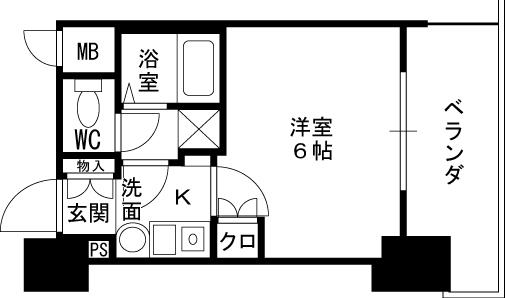 エステムプラザ梅田ＥＡＳＴ-1K(83343782)の間取り図