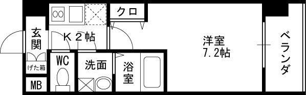 レジュールアッシュ梅田ＷＥＳＴ　ＧＡＴＥ-1K(92391442)の間取り図