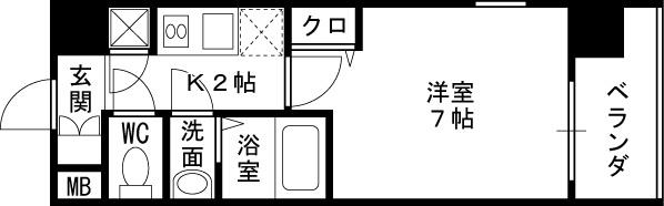 レジュールアッシュ梅田ＷＥＳＴ　ＧＡＴＥ-1K(88390436)の間取り図