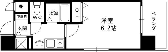 プレサンス梅田インテルノ-1K(99409397)の間取り図