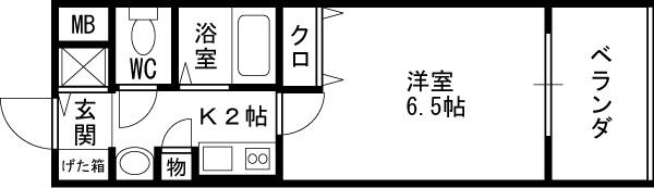 プレサンス梅田インテルノ-1K(87583719)の間取り図