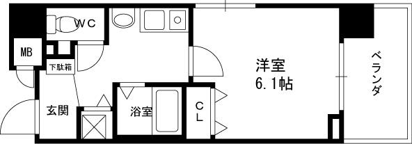 プレサンス梅田インテルノ-1K(94045220)の間取り図