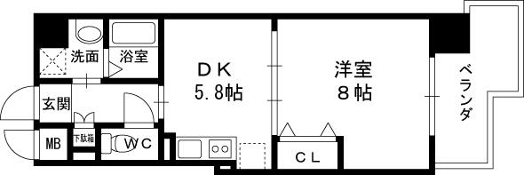 Ｏ・Ｇ・Ｓ　ＦＵＫＵＳＨＩＭＡ-1DK(87440887)の間取り図
