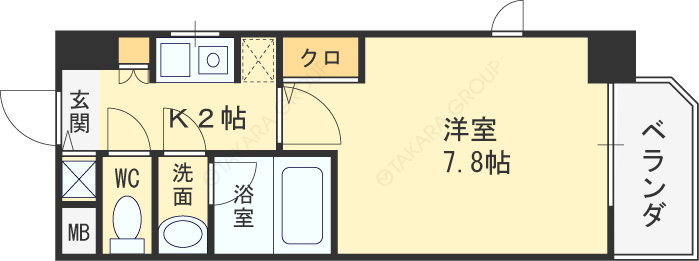 アーデン西天満-1K(110907921)の間取り図