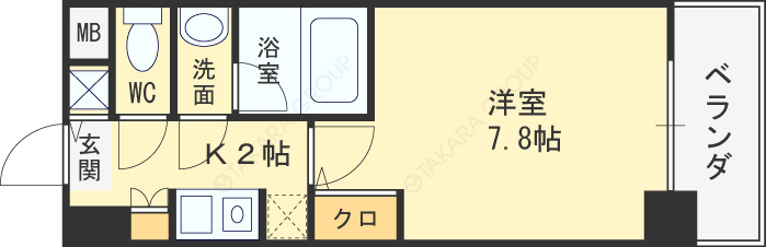 アーデン西天満-1K(110907997)の間取り図