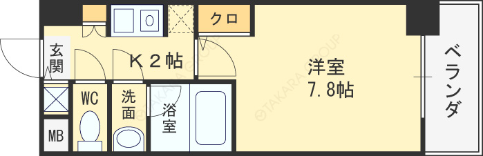 アーデン西天満-1K(110907989)の間取り図