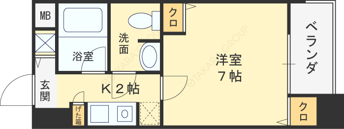 アーデン西天満-1K(110907975)の間取り図
