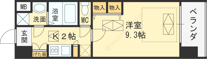 ＮＯＲＴＨ　ＶＩＬＬＡＧＥ　ＢＩＲＴＨ　ＰＬＡＣＥ-1K(83343332)の間取り図