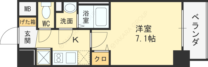 アドバンス西梅田グルーブ-1K(111124035)の間取り図