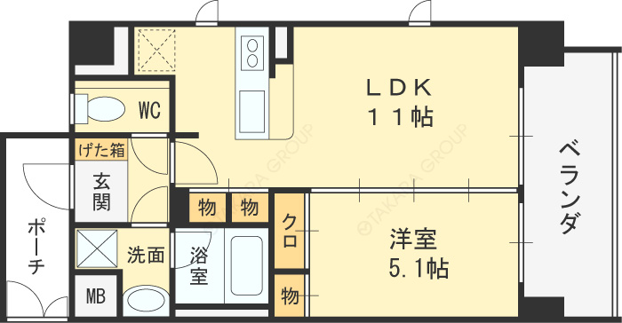 ランドセントラル梅田-1LDK(112283937)の間取り図