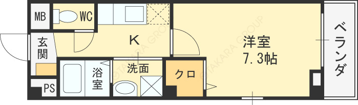 ハピネス福島-1K(89164802)の間取り図