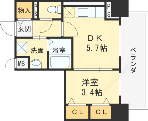 ＧＡＲＢＯ-1DK(69787896)の間取り図