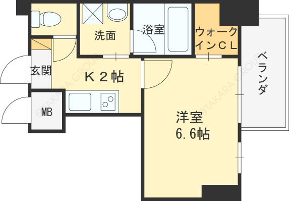 プレジオ東天満-1K(110963073)の間取り図