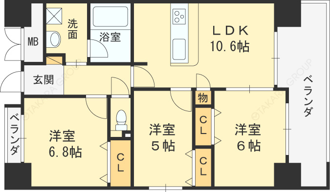 ベリー海老江-3LDK(105360643)の間取り図