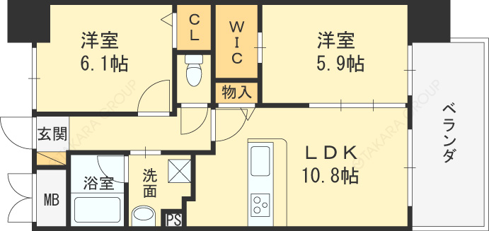 ベリー海老江-2LDK(111090439)の間取り図