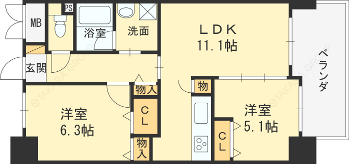 ベリー海老江-2LDK(111309341)の間取り図