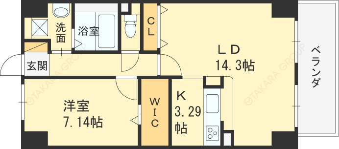 エスヴェール北梅田-1LDK(86205417)の間取り図