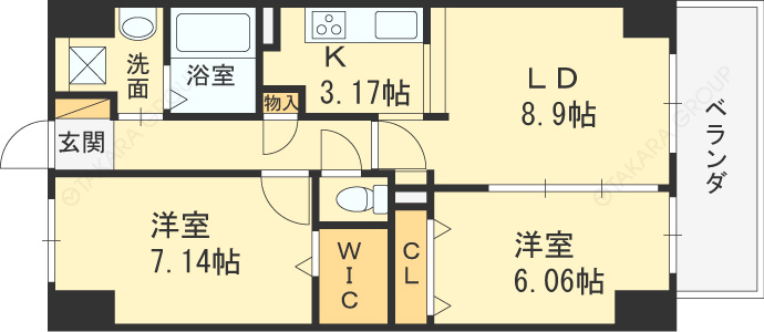 エスヴェール北梅田-2LDK(89349454)の間取り図