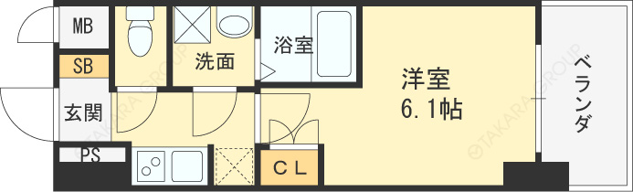 Ｗ－ＳＴＹＬＥ福島Ⅱウィステリア-1K(111525472)の間取り図