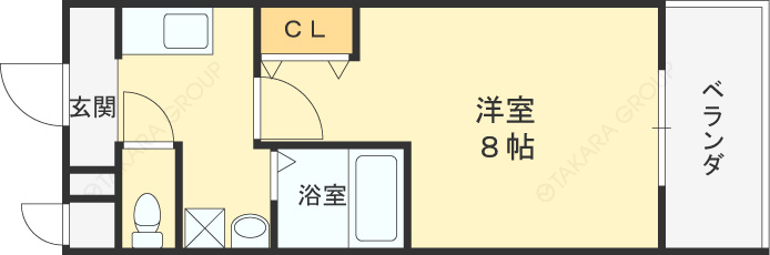 ビガーポリス１４３松ヶ枝町-1K(90714821)の間取り図